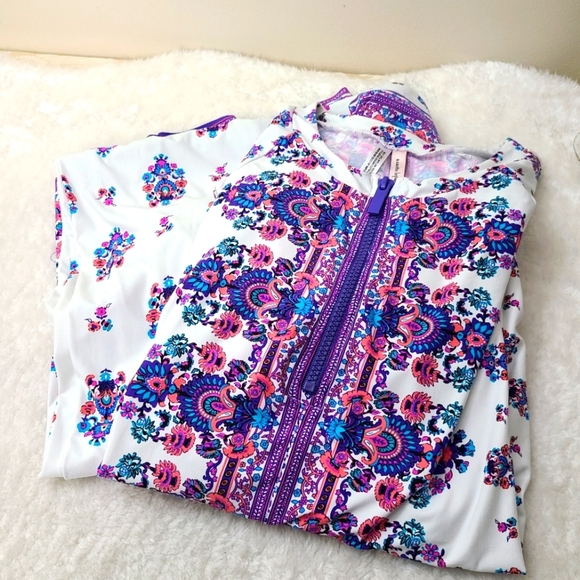 NANETTE Lepore floral  relaxed fit zip-up boho  loungewear coordinate pajama set - Picture 1 of 12